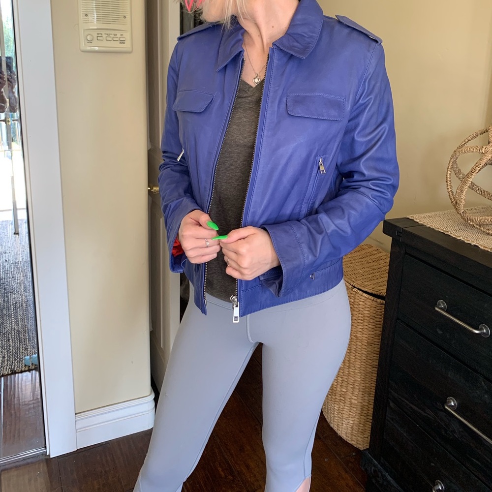 Fred Segal’s custom blue leather jacket